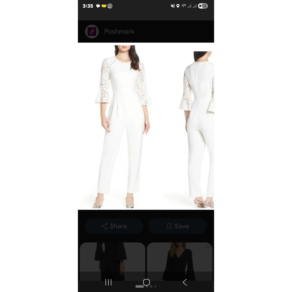Eliza J Lace Bodice Jumpsuit Women Size 8 Ivory NWT